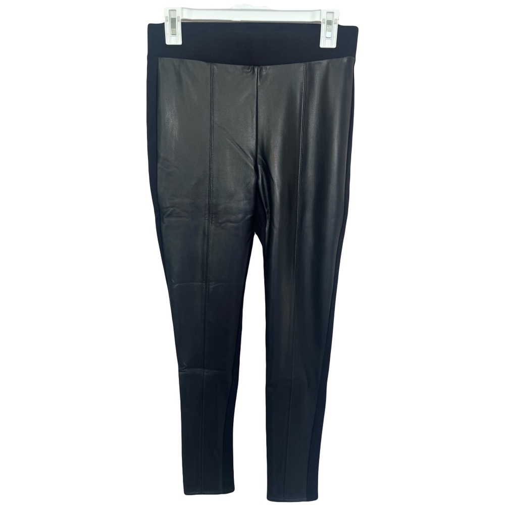 Ann Taylor Black Faux Leather Pull On Leggings Pants Skinny Size Small